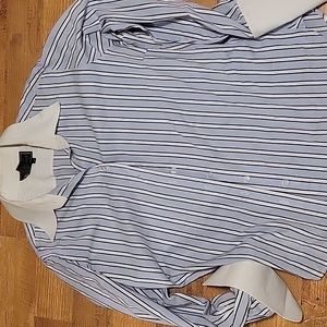 XL Diane Hemen blue and white stripped flannel